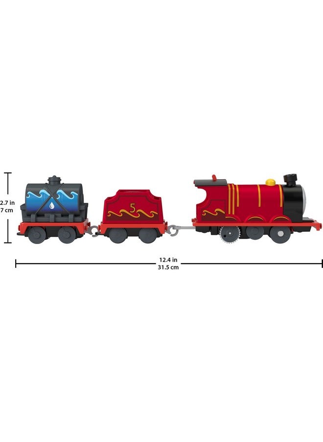 Toy Train, Splash Tank James Motorized Engine With Tender And Cargo For Preschool Railway Play Ages 3+ Years