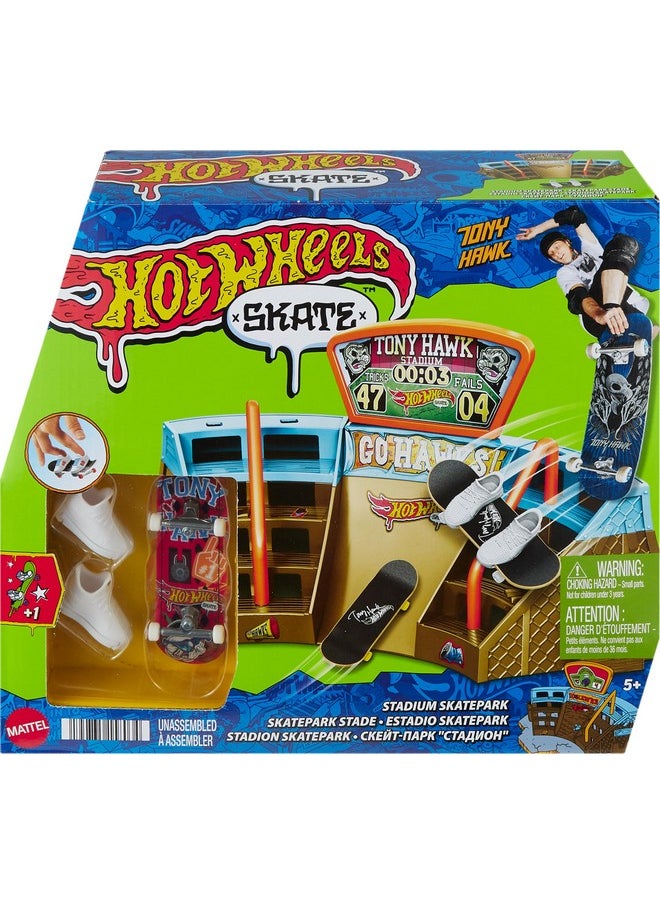 Skate Stadium Playset Designed With Tony Hawk, 1 Exclusive Fingerboard & Pair Of Skate Shoes, Plus Storage