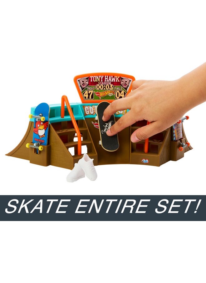 Skate Stadium Playset Designed With Tony Hawk, 1 Exclusive Fingerboard & Pair Of Skate Shoes, Plus Storage