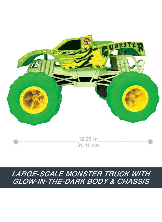 Monster Trucks Rc Toy, Remote-Control 1:15 Scale Gunkster, Glows In The Dark & Has Terrain Action Tires With Off-Roading Capability