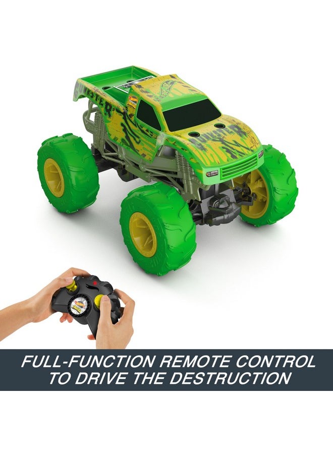 Monster Trucks Rc Toy, Remote-Control 1:15 Scale Gunkster, Glows In The Dark & Has Terrain Action Tires With Off-Roading Capability