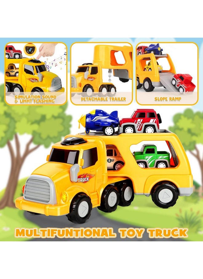 5-In-1 Transport Vehicles Toys For Ages 2-4 With Light & Sound, Ideal Construction Car Toy Christmas Birthday Gifts For Kids Toddler 3 4 5 6