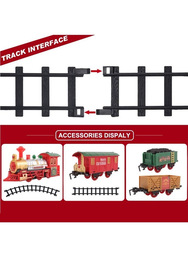 Train Set For Christmas Tree,Classical Christmas Train Set With Headlight, Realistic Sounds, 4 Cars Carriage And Tracks, Best Gift For Christmas Décor Under The Christmas Tree