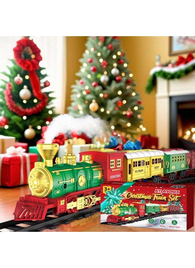 Christmas Train Sets For Around The Tree With Lights, And Sounds - Christmas Toy Holiday Train Around Christmas Tree W/Large Tracks, Electric Train Set For Kids Ages 4-8