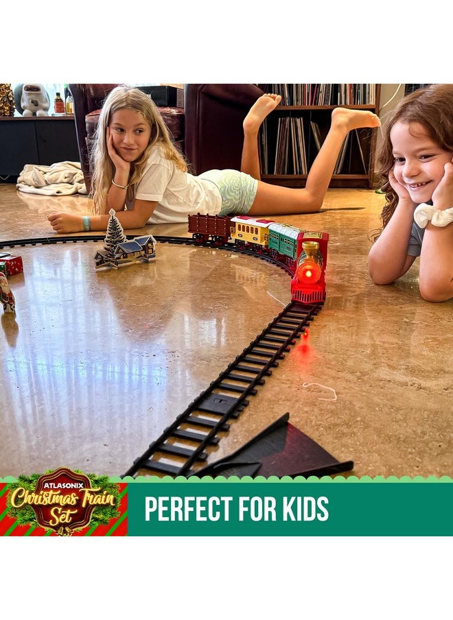 Christmas Train Sets For Around The Tree With Lights, And Sounds - Christmas Toy Holiday Train Around Christmas Tree W/Large Tracks, Electric Train Set For Kids Ages 4-8