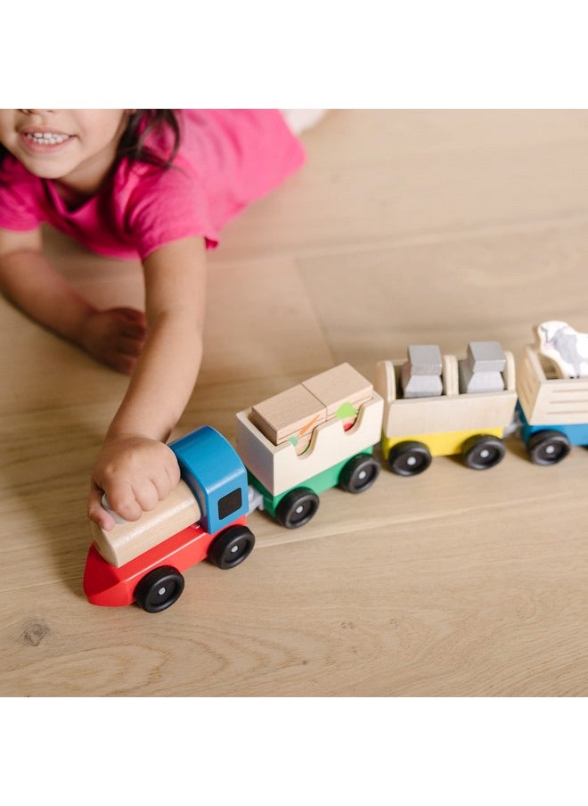 Wooden Farm Train Set Classic Wooden Toy (3 Linking Cars)