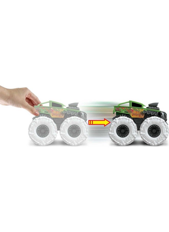 Monster Trucks Twisted Tredz Vehicles, Creature-Themed 1:43 Scale Toy Truck With Pull-Back Motor & Giant Wheels, Gift For Kids Ages 3 Years Old & Up