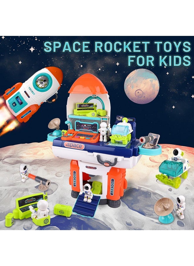 Rocket Space Toys For Kids,2 In 1 Space Shuttle With 2 Astronauts,1 Planet Exploration Vehicle, Educational Stem Outer Spaceship Playset For 3 4 5 6 7 8 Year Old Boy Girl