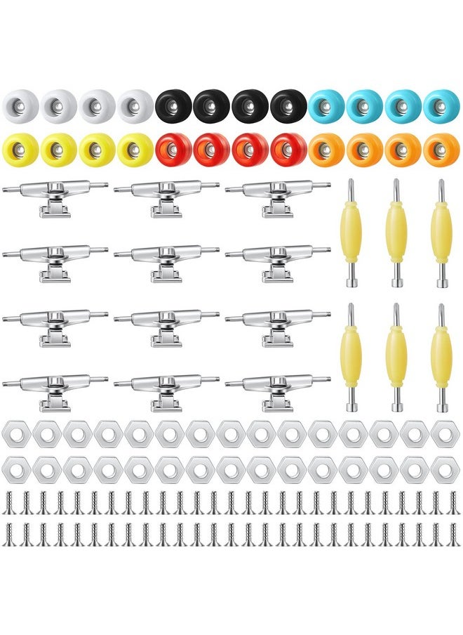 6 Sets Diy Fingerboard Kit Fingerboard Accessories Mini Finger Skateboard Parts Include 12 Brackets 54 Screws 30 Nuts 6 Screwdriver 24 Fingerboard Wheels Tool For 96Mm (Colorful)