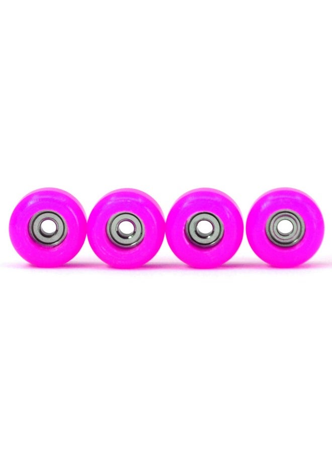 Cnc Polyurethane Fingerboard Bearing Wheels, Pink - Set Of 4 Wheels - Durable Material With A Hard Durometer