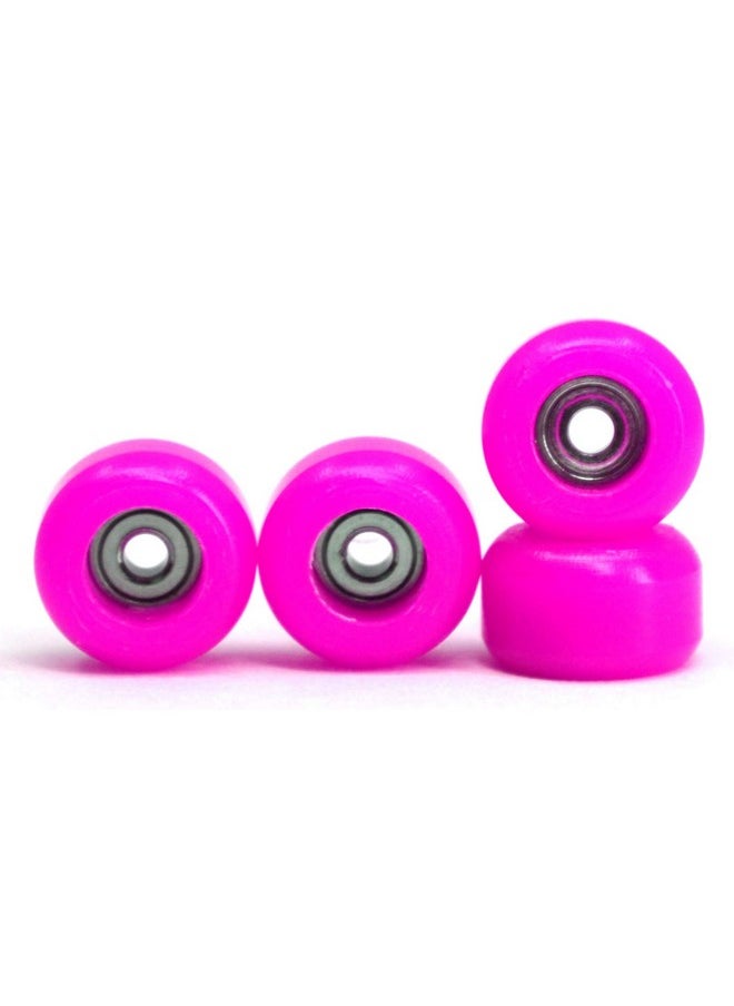 Cnc Polyurethane Fingerboard Bearing Wheels, Pink - Set Of 4 Wheels - Durable Material With A Hard Durometer