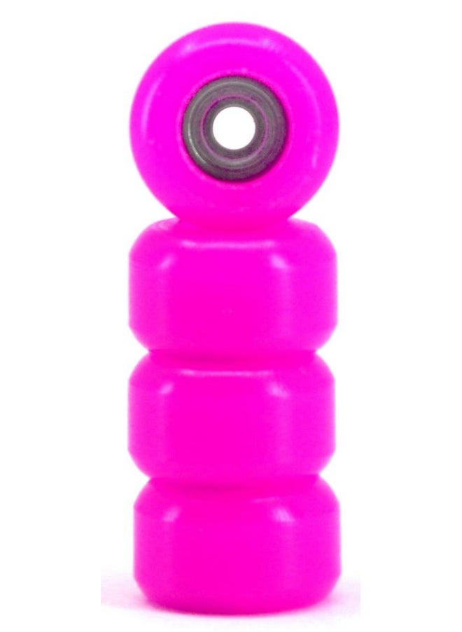 Cnc Polyurethane Fingerboard Bearing Wheels, Pink - Set Of 4 Wheels - Durable Material With A Hard Durometer