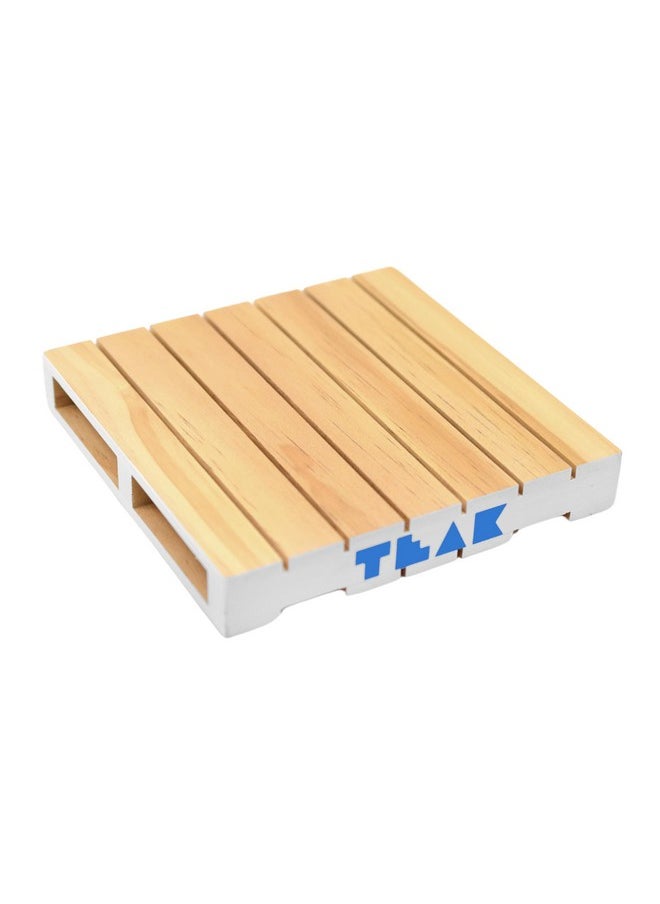 Wooden Fingerboard Pallet - 6.25 X 6.25 X 1 Inch - 1:12 Scale - Painted White Edges With Light Blue Logo