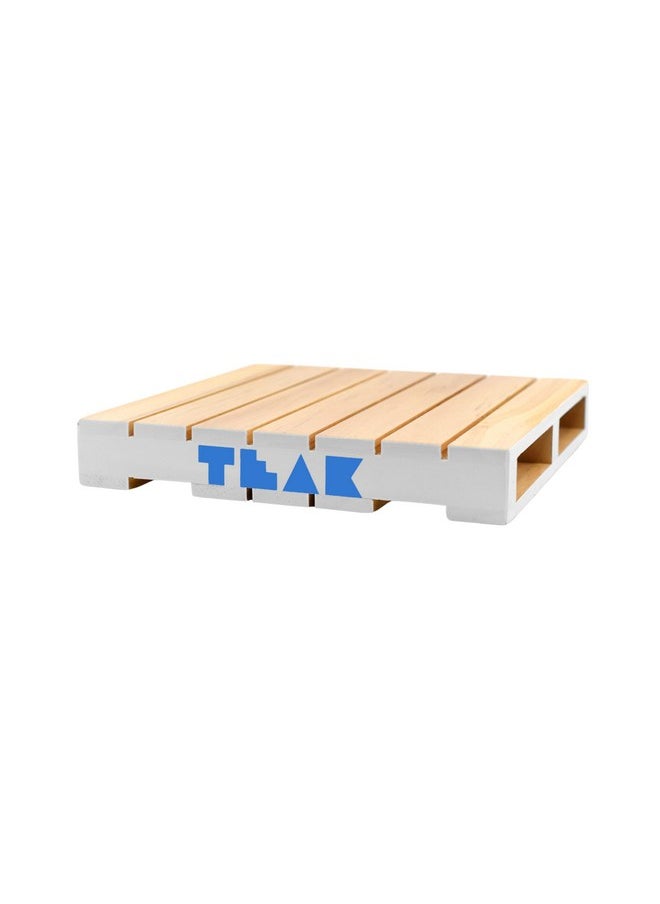 Wooden Fingerboard Pallet - 6.25 X 6.25 X 1 Inch - 1:12 Scale - Painted White Edges With Light Blue Logo