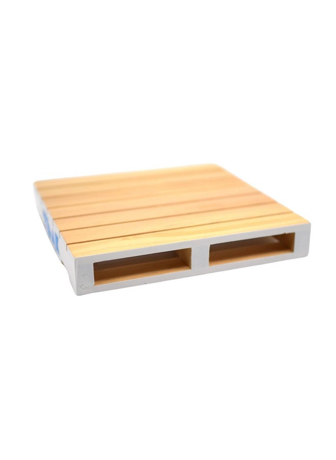 Wooden Fingerboard Pallet - 6.25 X 6.25 X 1 Inch - 1:12 Scale - Painted White Edges With Light Blue Logo