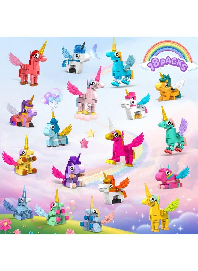 18 Pack Party Favors For Kids Building Set, 740 Pcs Mini Animals Building Blocks Toy For Stocking Stuffers Classroom Prizes Goodie Bags, Easter Christmas Birthday Gifts For Boys Girls Ages 6-12+