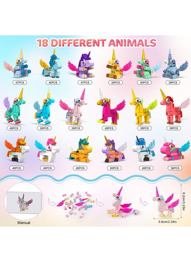 18 Pack Party Favors For Kids Building Set, 740 Pcs Mini Animals Building Blocks Toy For Stocking Stuffers Classroom Prizes Goodie Bags, Easter Christmas Birthday Gifts For Boys Girls Ages 6-12+