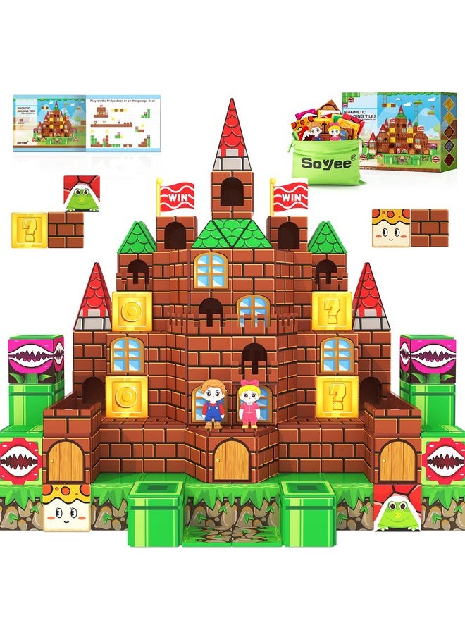 Magnetic Tiles Kids Games Toys Castle Adventure Magnetic Building Blocks Doll House Toys Construction Magnet Pretend Play Set For Boys & Girls 3-12 Year Old Christmas Birthday Gifts For Boys