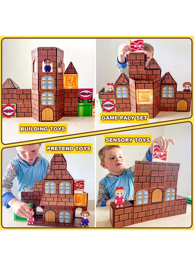 Magnetic Tiles Kids Games Toys Castle Adventure Magnetic Building Blocks Doll House Toys Construction Magnet Pretend Play Set For Boys & Girls 3-12 Year Old Christmas Birthday Gifts For Boys