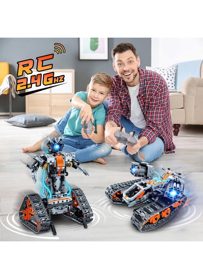 5 In 1 Stem Building Set With Led Light - App & Remote Controlled Cars Building Toys Kit, Rc Robot Tank Sleigh Tracked Racer 604 Pcs, Toy Gifts For Kids Boys Girls Ages 6 7 8 9 10 11 12+ Year