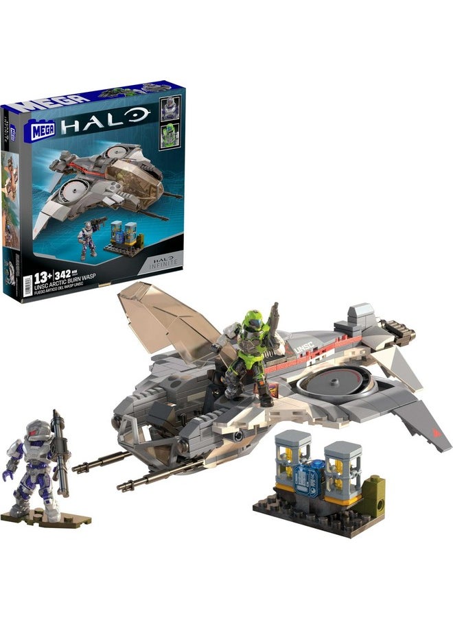 Halo Action Figure Building Toy, Unsc Arctic Burn Wasp With 342 Pieces And 2 Poseable Figures, For Collectors