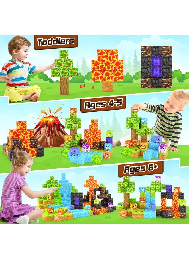 Dinosaur Toys Magnetic Blocks - Build Mine Magnet World Dinosaur Adventure Set, Magnetic Building Blocks Outdoor Toddler Toys For 3+ Year Old Boys & Girls, Creative Jurassic Scenes Kids Toys Games