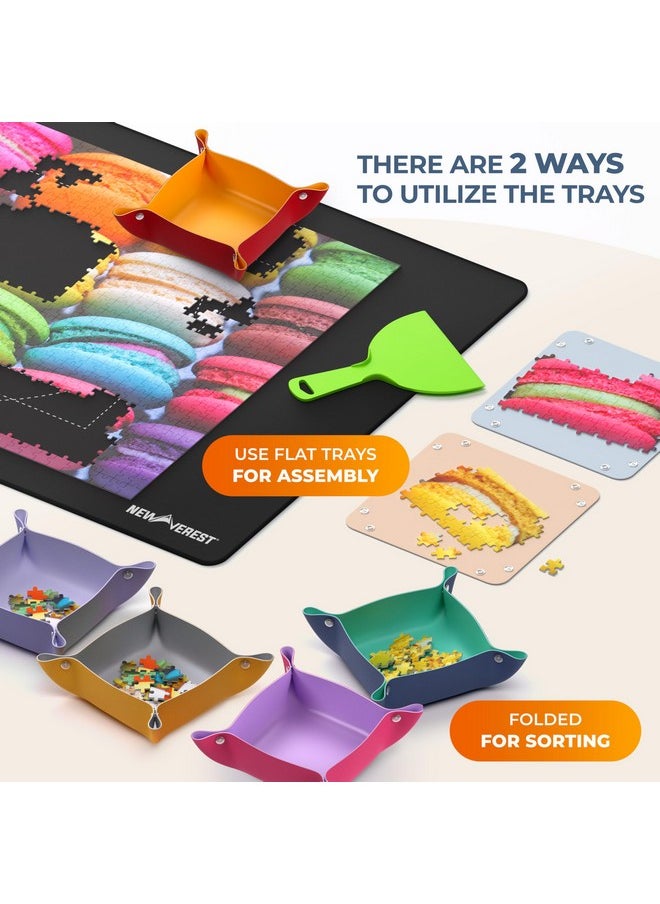 All-You-Need Puzzle Set: 8 Puzzle Sorting Trays For Up To 2000 Pieces, 6 Glue Sheets, 1 Large Scraper & 2 Adhesive Hangers In Gift-Ready Packaging - Must-Have Saver Kit For Puzzle Lovers