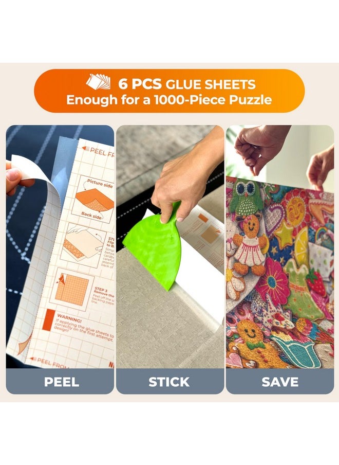 All-You-Need Puzzle Set: 8 Puzzle Sorting Trays For Up To 2000 Pieces, 6 Glue Sheets, 1 Large Scraper & 2 Adhesive Hangers In Gift-Ready Packaging - Must-Have Saver Kit For Puzzle Lovers