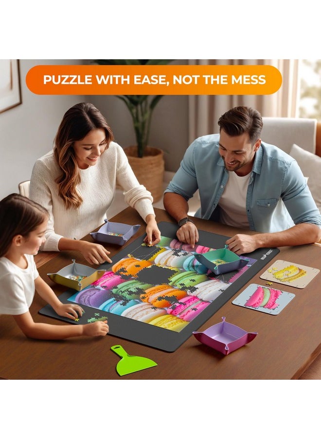 All-You-Need Puzzle Set: 8 Puzzle Sorting Trays For Up To 2000 Pieces, 6 Glue Sheets, 1 Large Scraper & 2 Adhesive Hangers In Gift-Ready Packaging - Must-Have Saver Kit For Puzzle Lovers