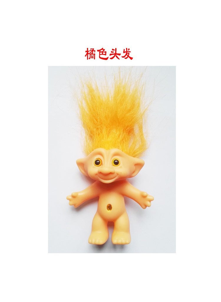 Vintage Troll Dolls 10cm Long Hair Yellow