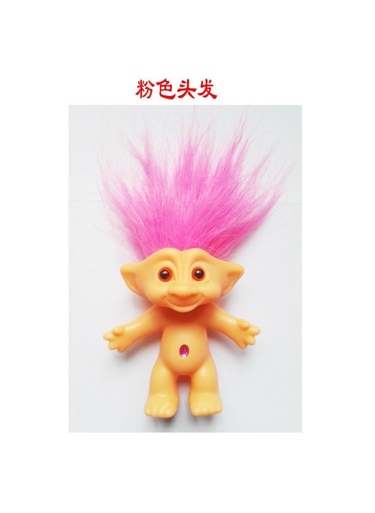 Vintage Troll Dolls 10cm Long Hair Yellow