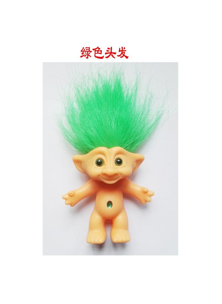 Vintage Troll Dolls 10cm Long Hair Yellow