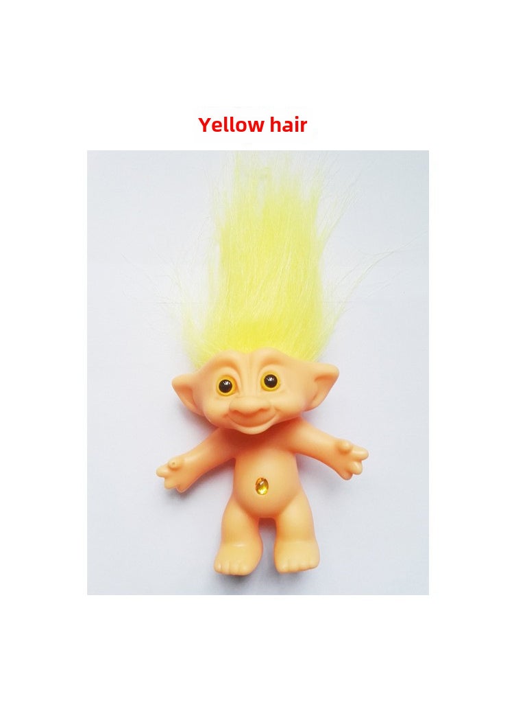 Vintage Troll Dolls 10cm Long Hair Yellow