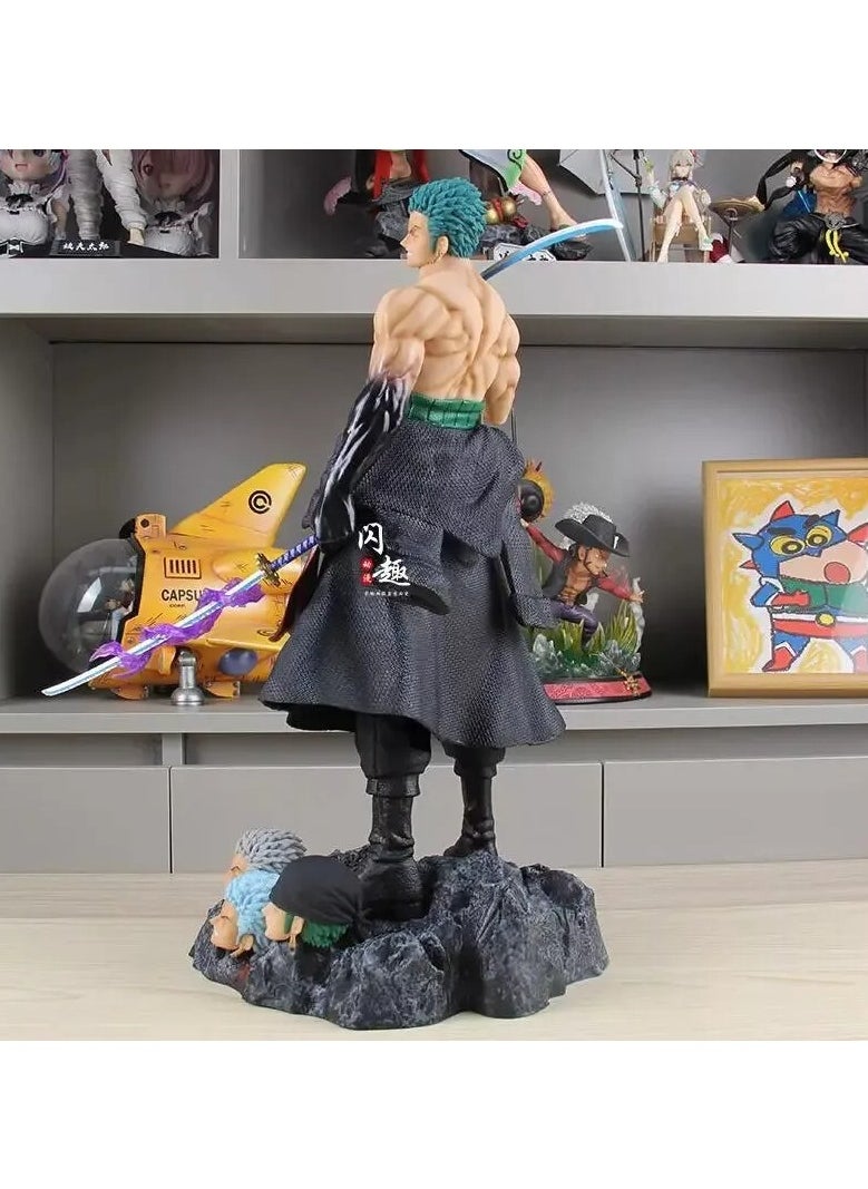 One Piece Roronoa Zoro 5 Head Versions Figure - Collectible Statue with Sword for Anime Fans