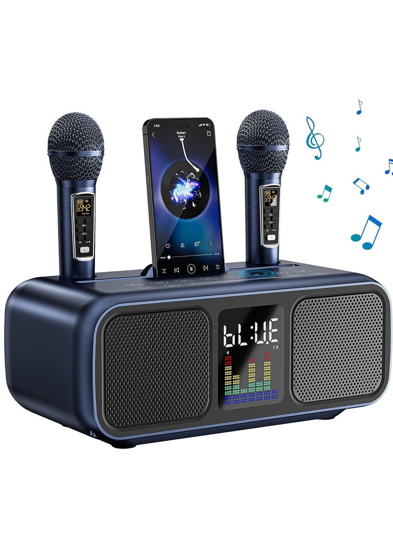 NEW Karaoke Machine for Adults u0026 Kids – Portable Rechargeable Speaker with 2 UHF Wireless Microphones, AUX/USB/Type-C/TF Card/Bluetooth, PA System for Home, Party u0026 Outdoor Activities