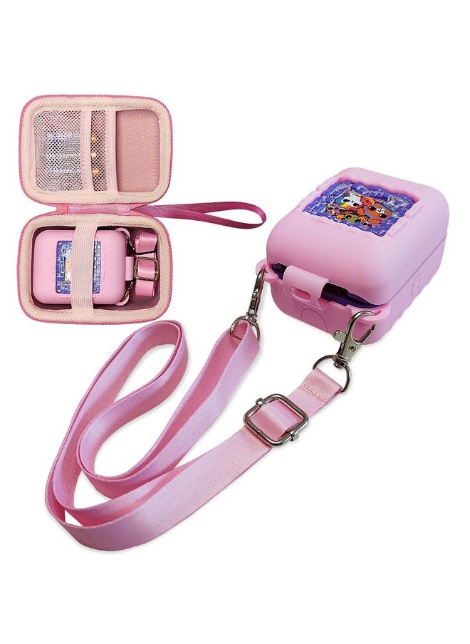 Hard Carrying Case And Silicone Cover For Bitzee Interactive Toy Digital Pet Case, Accessories Case For Bitzee Virtual Electronic Pets (Pink Case Only)