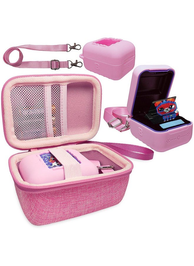 Hard Carrying Case And Silicone Cover For Bitzee Interactive Toy Digital Pet Case, Accessories Case For Bitzee Virtual Electronic Pets (Pink Case Only)