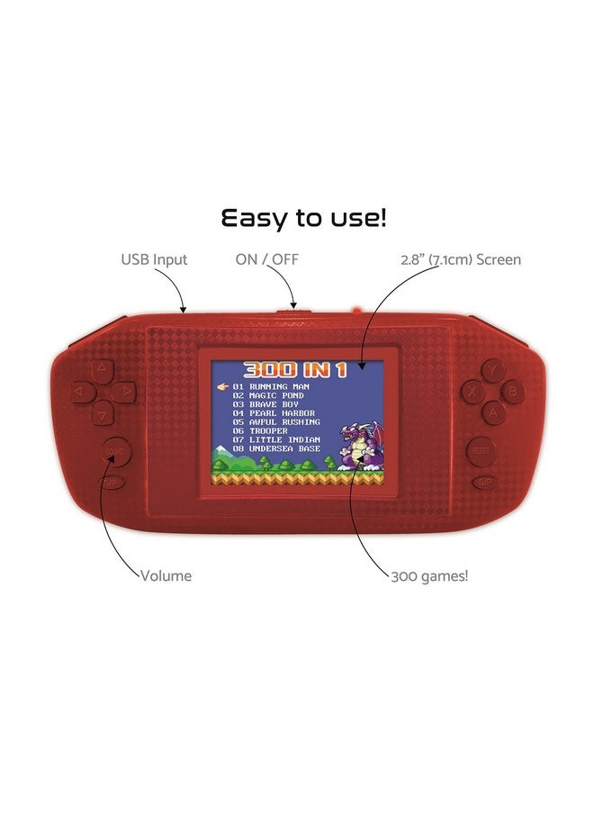 300 Video Game Handheld Console - Red