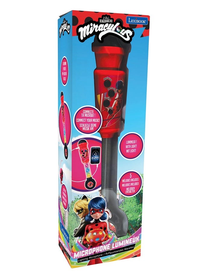 Miraculous, Lighting Microphone For Children, Musical Toy Game, Built-In Speaker, Light Effects, Aux-In Cable Plug, Red, Mic90Mi