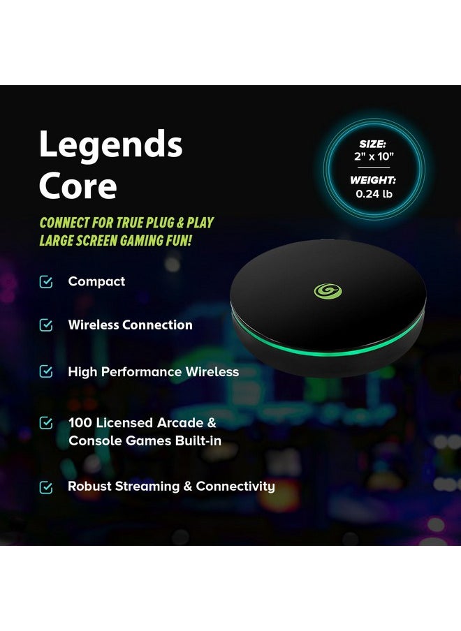 Legends Core, Plug And Play Arcade Game Console, Home Arcade, Classic Retro Video Games, 100 Licensed Genre-Defining Arcade & Console Games, Includes Action Fighting Puzzle Sports & More, Wifi, Hdmi