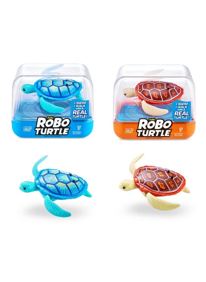 Robo Turtle Robotic Swimming Turtle (Orange + Blue) By Zuru Water Activated, Comes With Batteries, Amazon Exclusive (2 Pack)