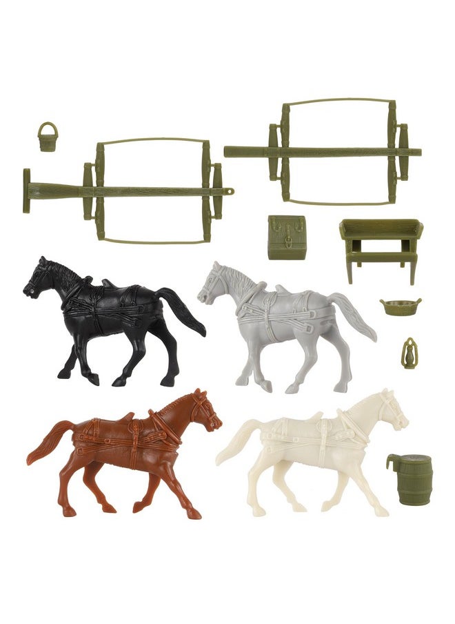 Bmc Cts Ww1 Ambulance & Supply Wagons - Od Green Square Top Horse Cart Playset