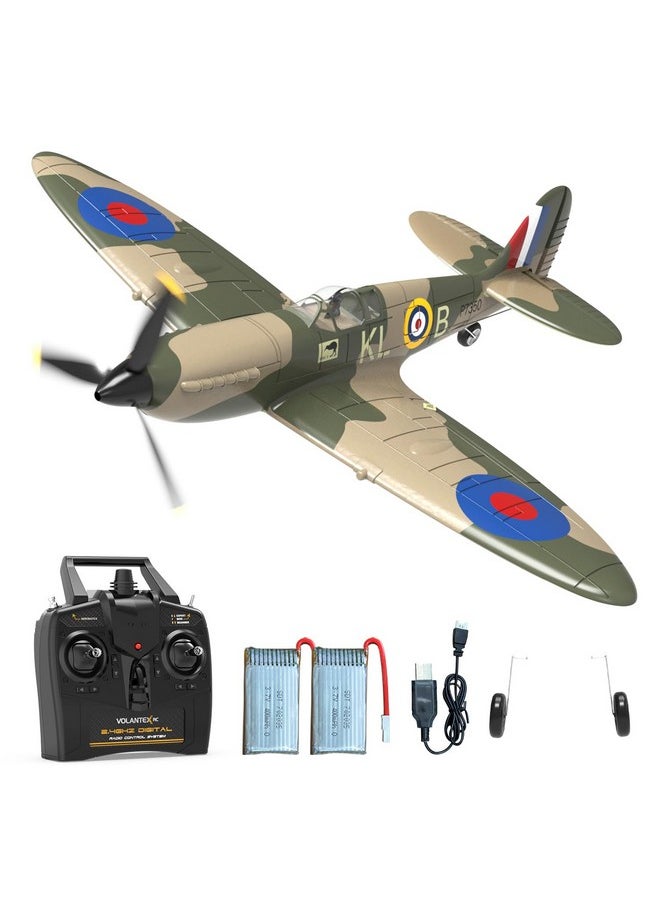 4-Ch Spitfire One Key Remote Control Airplane With Xpilot Stabilization, Gyroscope, 3 Level Control, And Lightweight Design, Camouflage