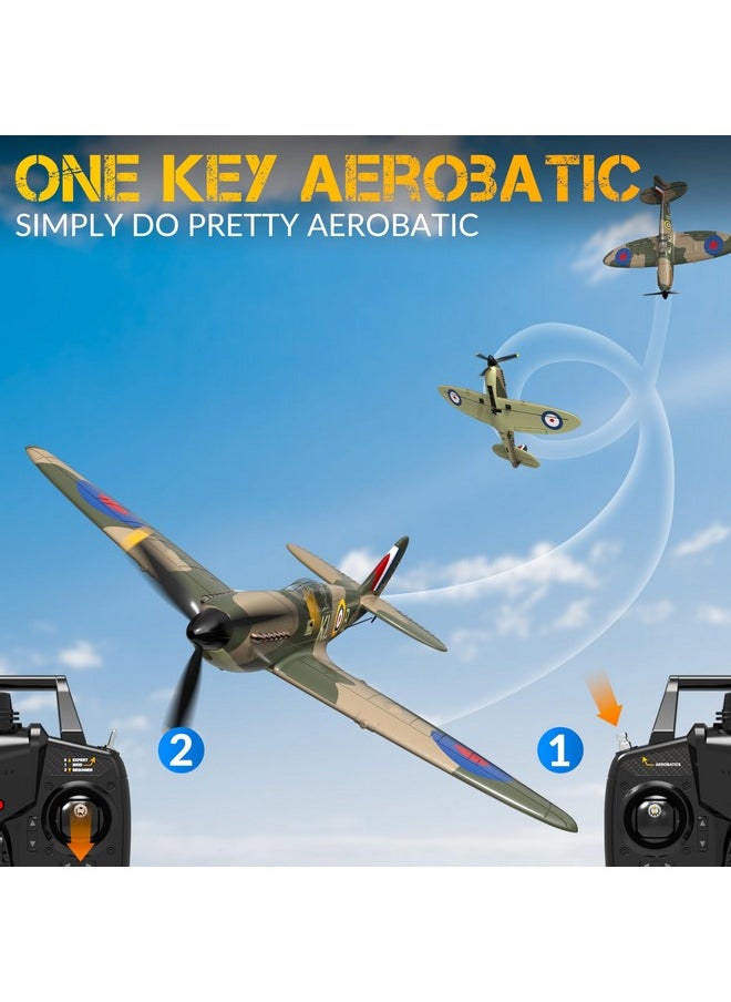 4-Ch Spitfire One Key Remote Control Airplane With Xpilot Stabilization, Gyroscope, 3 Level Control, And Lightweight Design, Camouflage