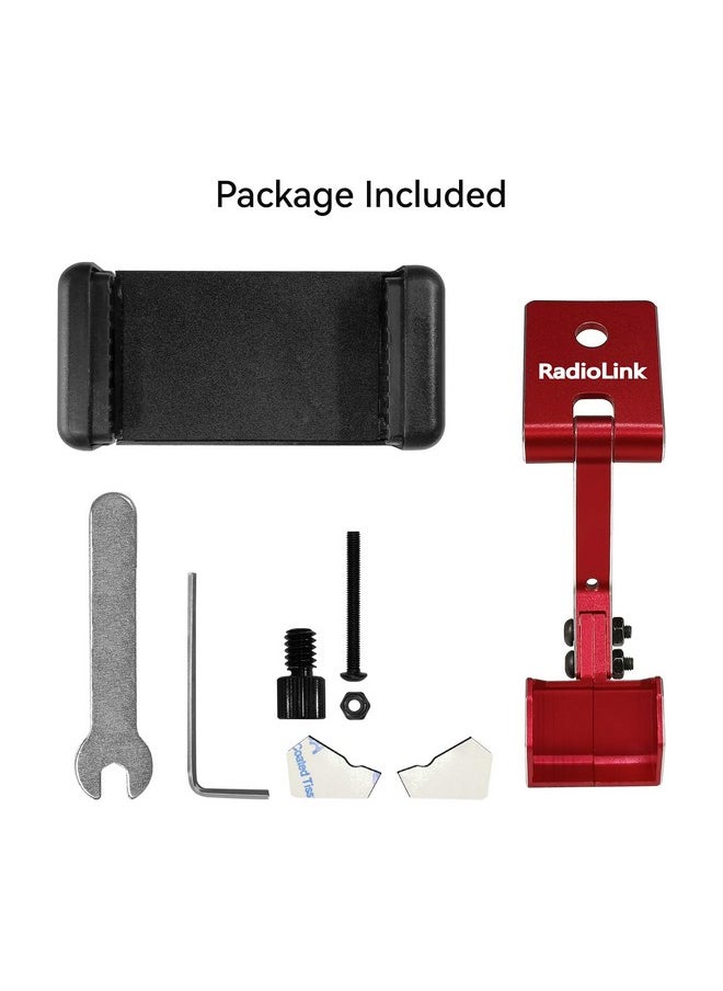 Rc8X Holder Mount 5.8G Fpv Monitor Screen Phone Bracket Cnc Aluminum Alloy Rc Device For Rc Remote Controller Rc8X, Red