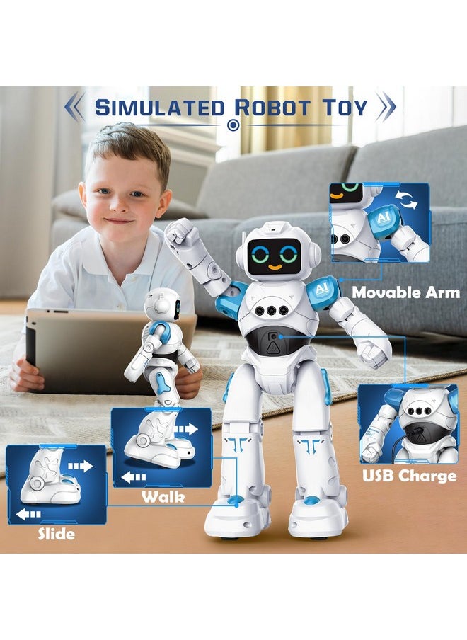 Robot Toys For Kids - Smart Talking Voice Remote Control Robot, Gesture Sensing Programmable Emo Robot Toy For Age 3 4 5 6 7 8 Year Old Boys Girls Birthday Gift Present