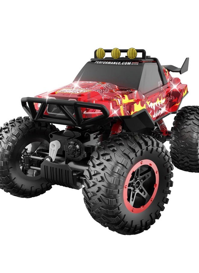 Rc Cars, 1:14 Big Off Road Rc Truck, 4X4 Remote Control Monster Truck Car With Dual Motors Flashing Light Rock Crawler, 2.4Ghz All Terrain Hobby Truck Toy Car For Boy Kids Adults Gifts