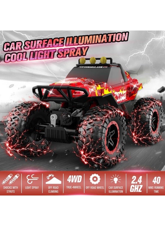 Rc Cars, 1:14 Big Off Road Rc Truck, 4X4 Remote Control Monster Truck Car With Dual Motors Flashing Light Rock Crawler, 2.4Ghz All Terrain Hobby Truck Toy Car For Boy Kids Adults Gifts