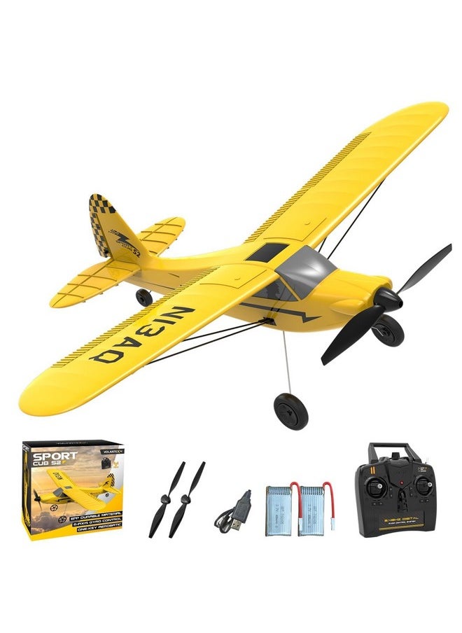 Rc Plane Trainer Sport Cub 3Ch Remote Control Airplane With Prop Saver, 6-Axis Gyro Stabilizer & 3 Modes To Fly, Radio Controlled Aircraft Rtf For Beginners, Kids And Adults (400Mm,Yellow)