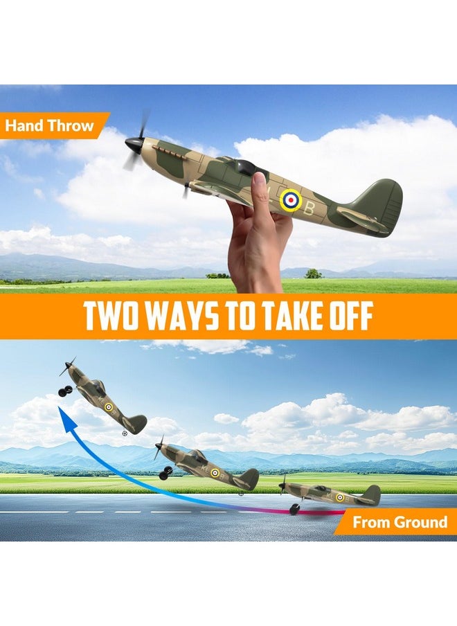 Rc Plane 3 Channel Remote Control Airplane Fighter Spitfire With 6-Axis Gyro, 2.4Ghz Rtf Radio Controlled Aircraft Easy To Fly For Beginners Boys Adults Kids (76205 Rtf)